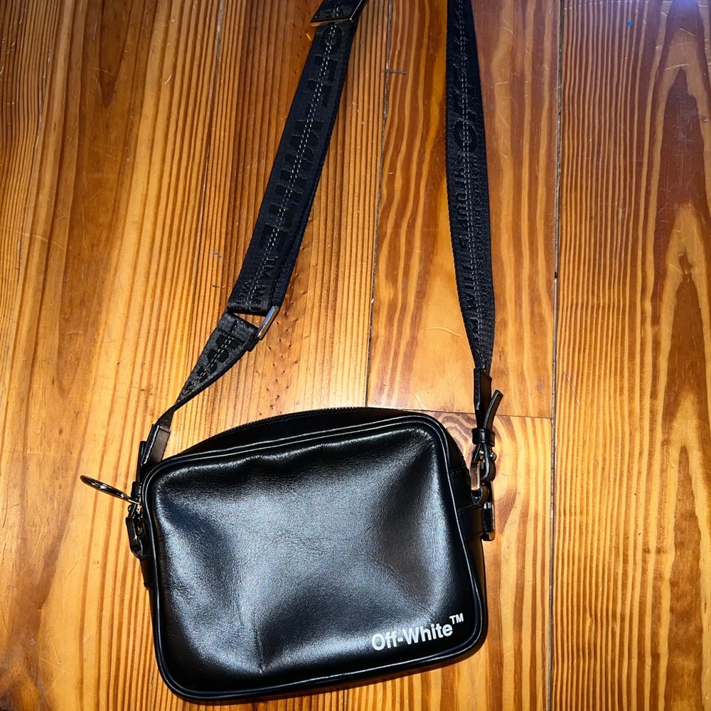 Off-White Black Leather Messenger Bag